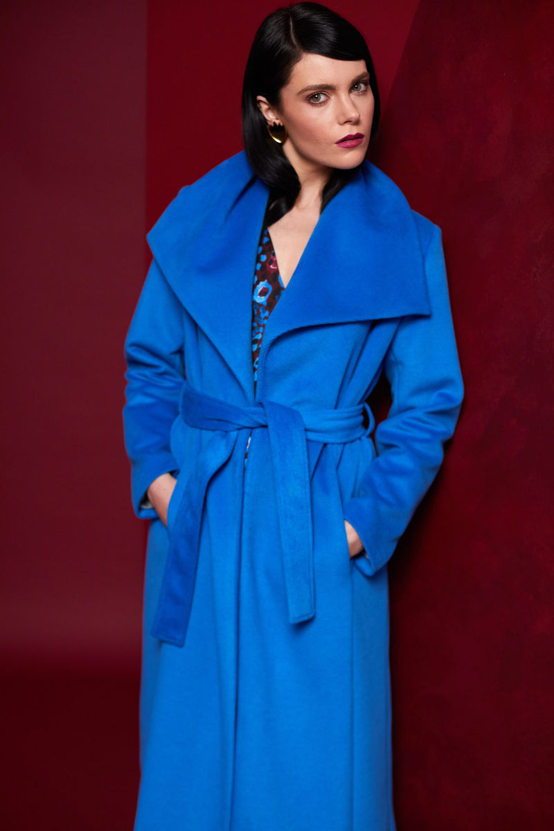 Collar Wrap Coat - French Blue