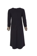 Animal Cuff Flare Dress - Black/camel