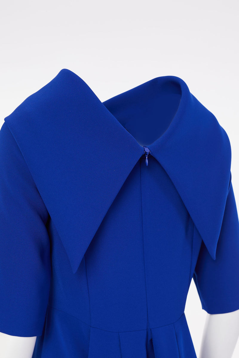 Shawl Collar Dress - Royal Blue