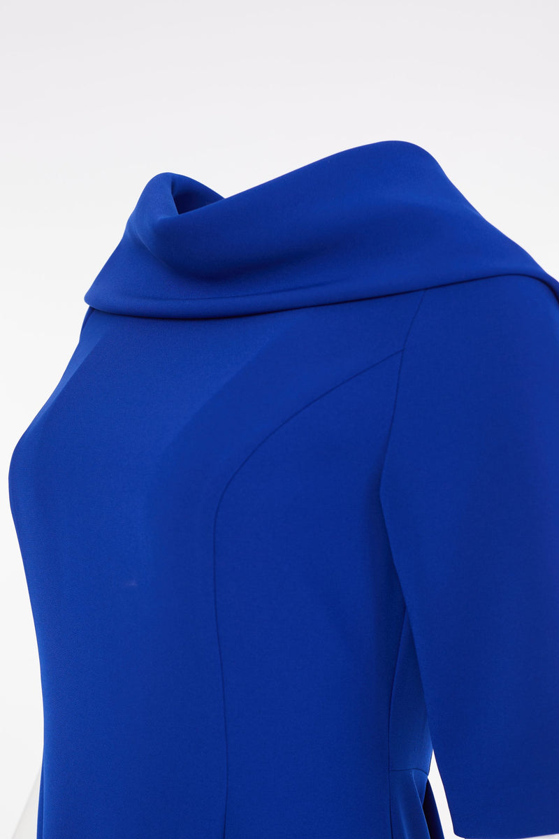 Shawl Collar Dress - Royal Blue