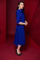Shawl Collar Dress - Royal Blue