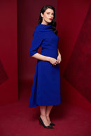 Shawl Collar Dress - Royal Blue