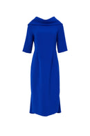 Shawl Collar Dress - Royal Blue