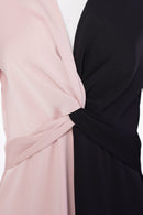 2 Tone Gather Waist Dress - Shell/black