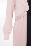 2 Tone Gather Waist Dress - Shell/black