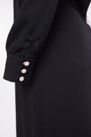 2 Tone Gather Waist Dress - Shell/black