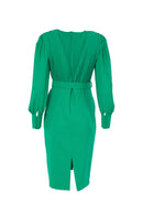 Pleated Top &amp; Belt Dress - Kelly Green