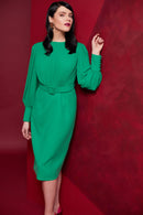 Pleated Top &amp; Belt Dress - Kelly Green