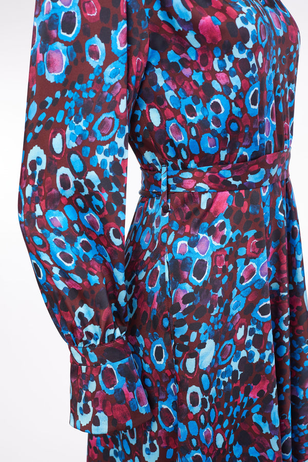 Print Flared Dress - French Blue