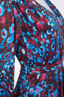 Print Flared Dress - French Blue