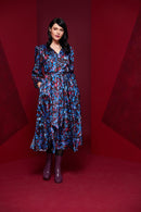 Print Flared Dress - French Blue