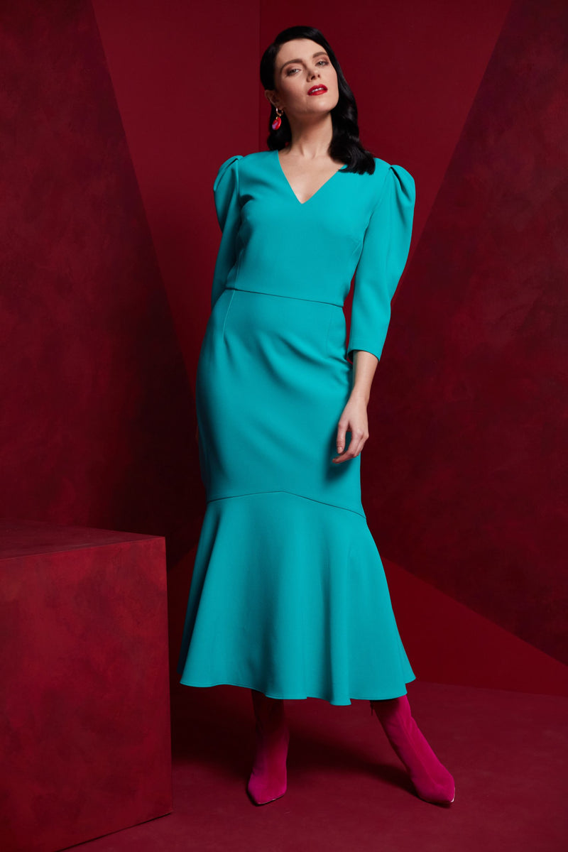 Frill Hem Plain Dress - Capri