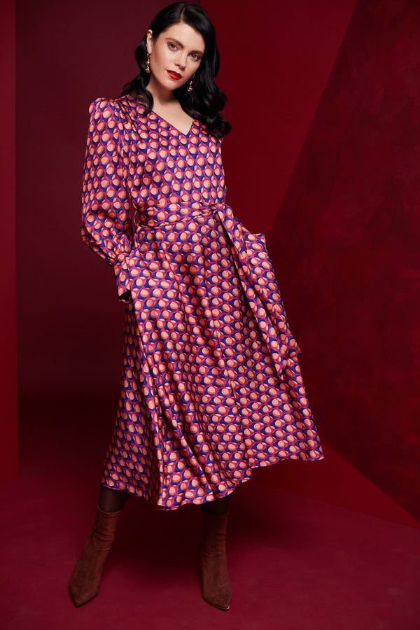 Tie Belt Full Dress - Coral