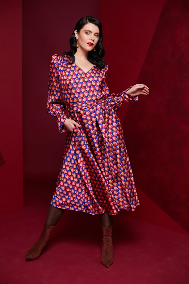 Tie Belt Full Dress - Coral