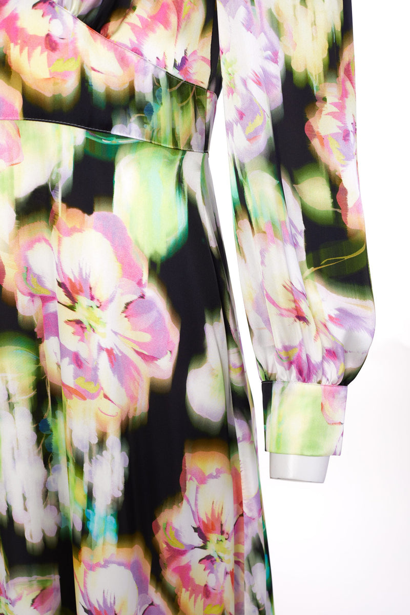 V Neck Print Dress - Black/lime