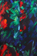 Frill Sleeve Flower Dress - Red/kelly Green