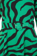 Kate Cooper Zebra Print Full Dress - Black/kelly Green