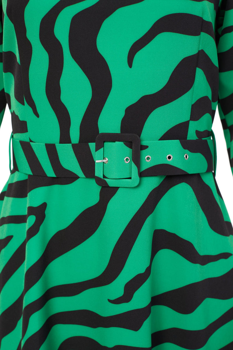 Kate Cooper Zebra Print Full Dress - Black/kelly Green