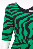 Kate Cooper Zebra Print Full Dress - Black/kelly Green