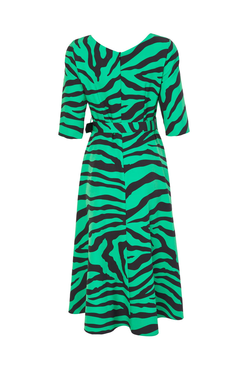 Kate Cooper Zebra Print Full Dress - Black/kelly Green
