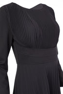 Pleated Flared Dress - Black
