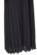 Pleated Flared Dress - Black