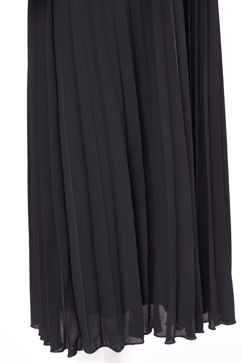 Pleated Flared Dress - Black