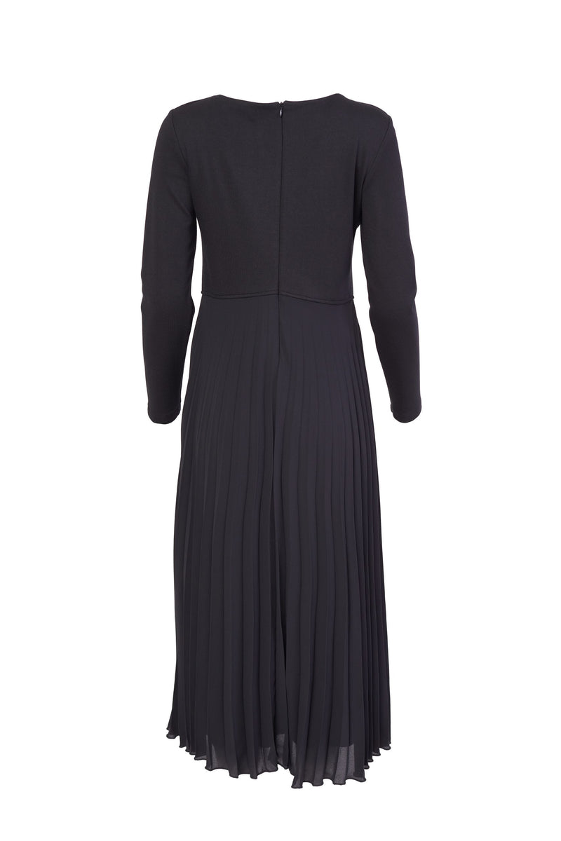 Pleated Flared Dress - Black