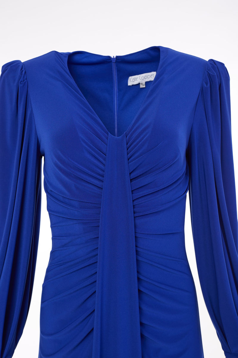 Drape Front Jersey Dress - Royal Blue