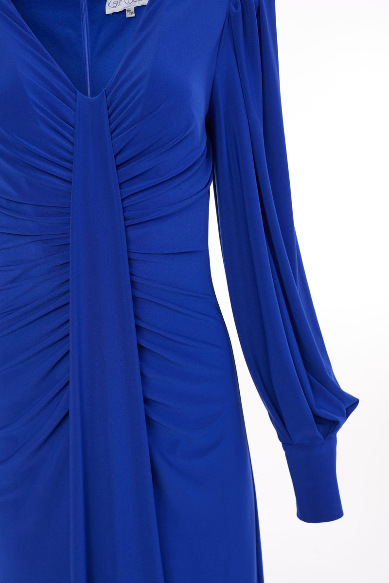 Drape Front Jersey Dress - Royal Blue