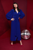Drape Front Jersey Dress - Royal Blue