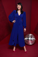 Drape Front Jersey Dress - Royal Blue
