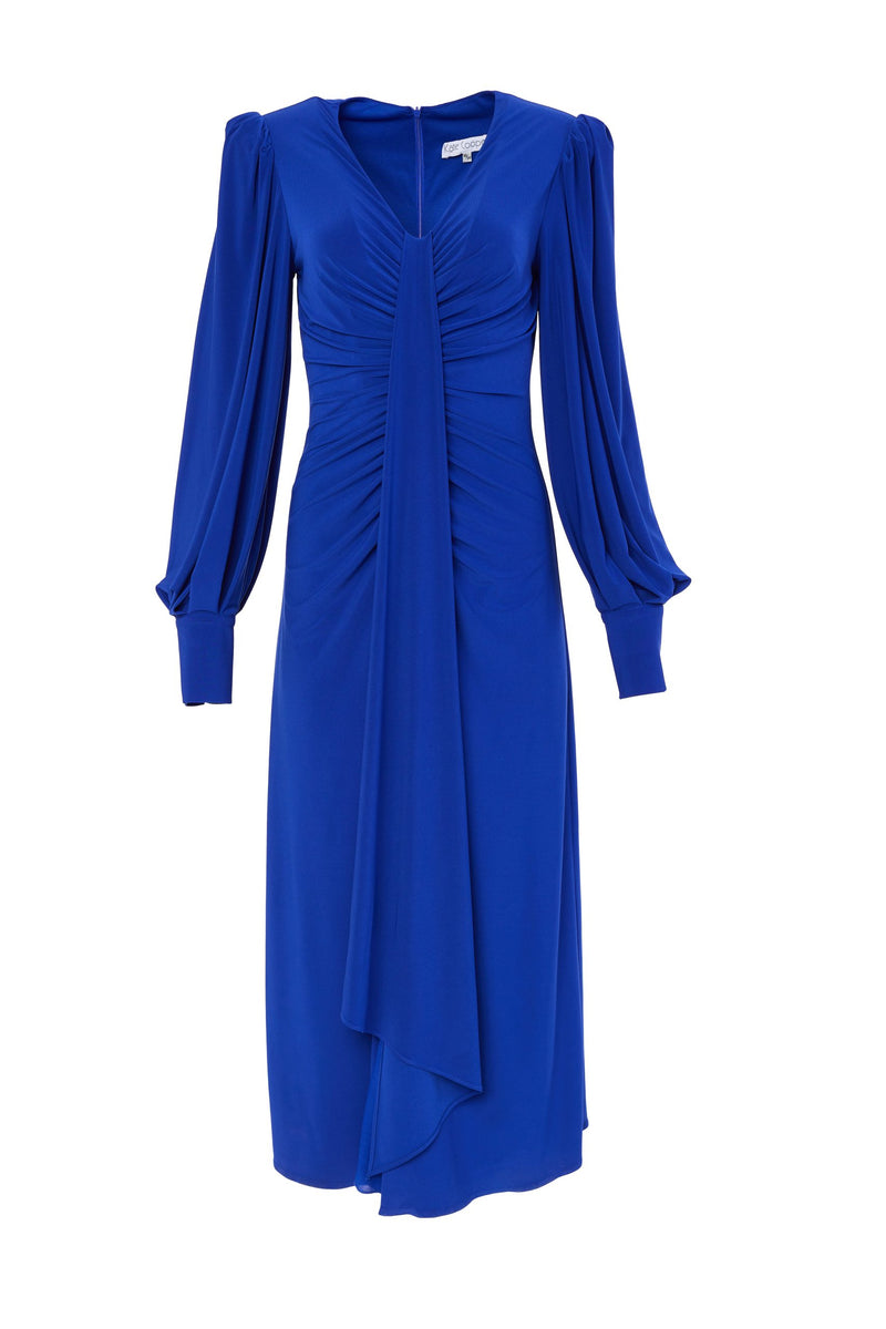 Drape Front Jersey Dress - Royal Blue