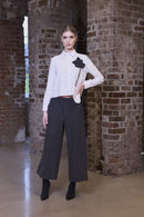 Flower Trim Shirt - White