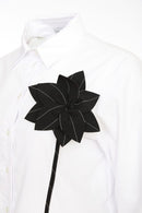 Flower Trim Shirt - White