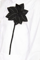 Flower Trim Shirt - White