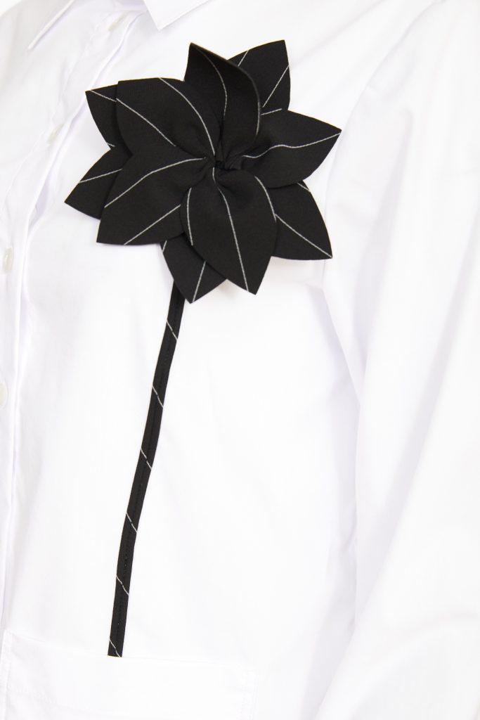 Flower Trim Shirt - White