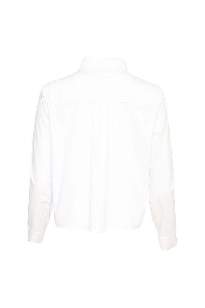 Flower Trim Shirt - White
