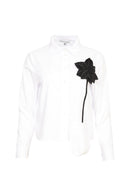 Flower Trim Shirt - White