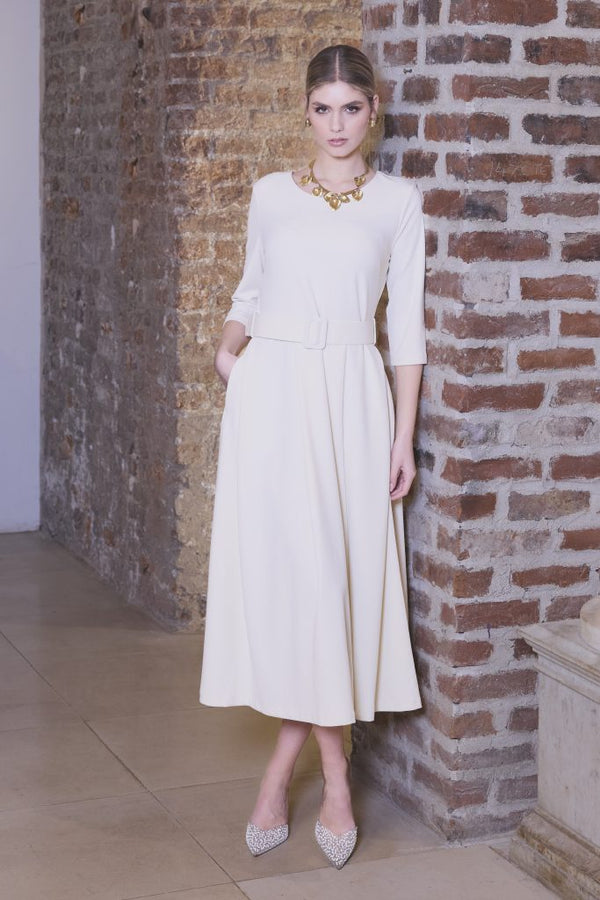 Belt Detail Flare Dress
