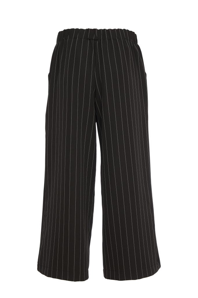 Pinstripe Wide Leg Trouser - Black/white