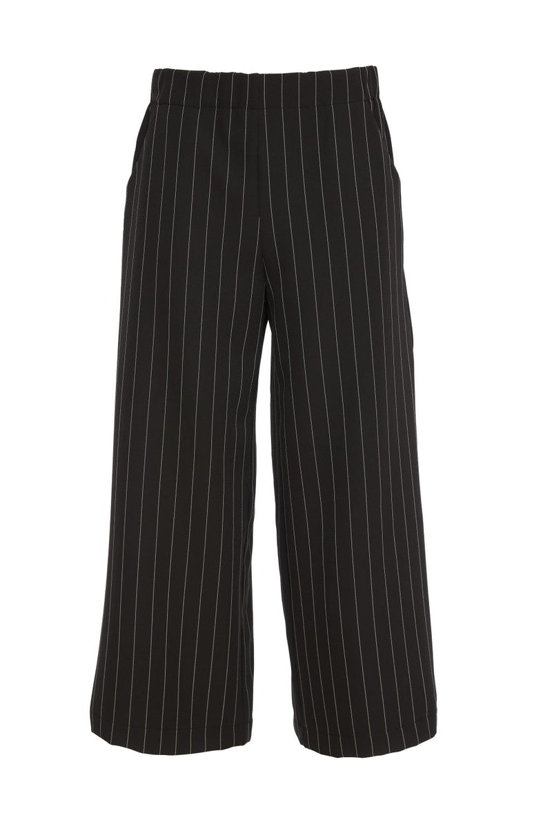 Pinstripe Wide Leg Trouser - Black/white