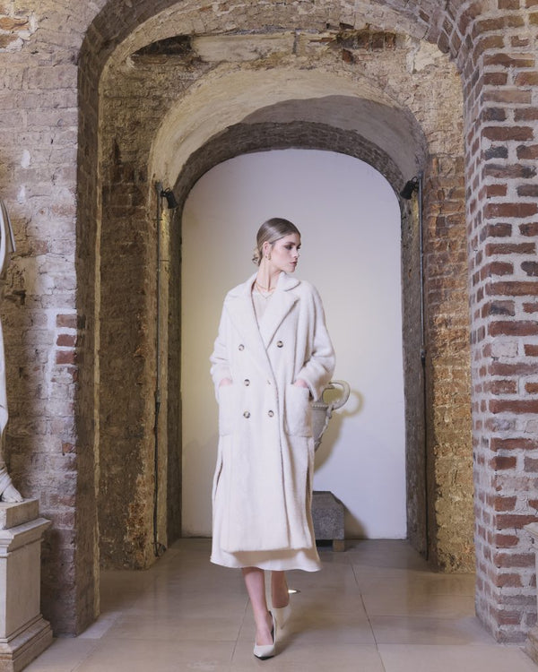 Faux Fur Coat - Linen