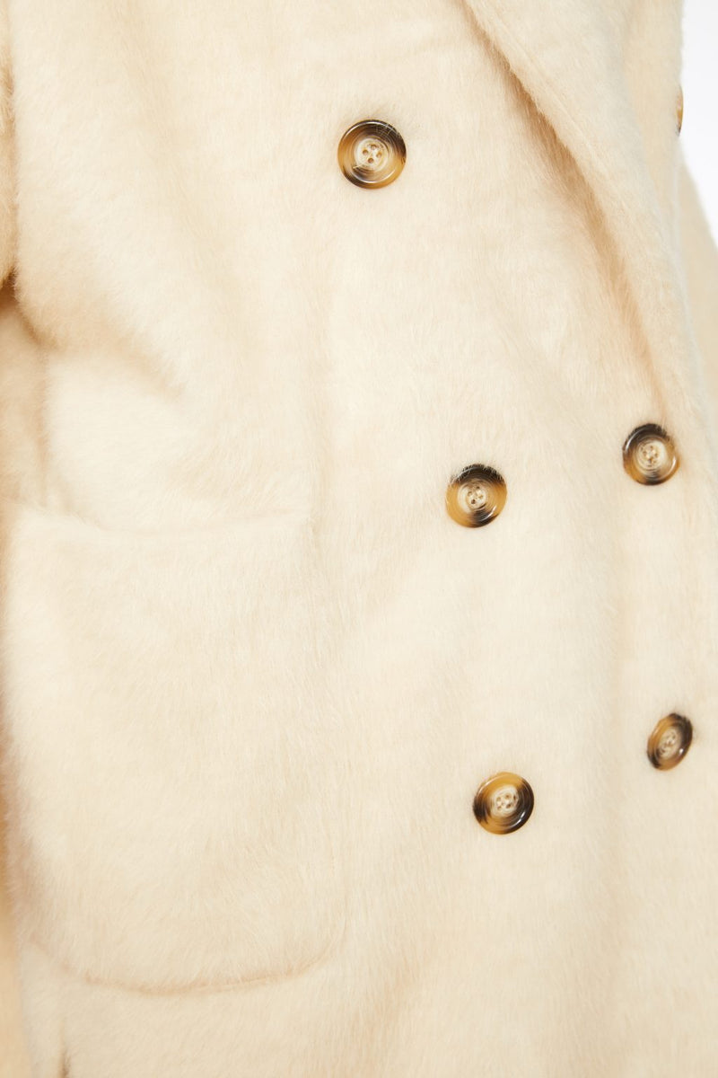 Faux Fur Coat - Linen