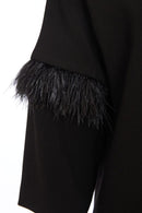 Feather Sleeve Coat - Black