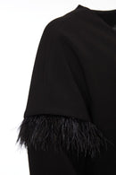 Feather Sleeve Coat - Black