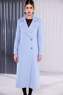 Wool Mix Coat Sleeve Tabs - Ocean Blue