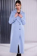 Wool Mix Coat Sleeve Tabs - Ocean Blue