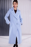 Wool Mix Coat Sleeve Tabs - Ocean Blue