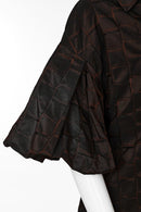 Embossed Square Jaquard Coat - Choc